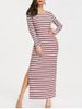 High Slit Striped Maxi Dress -  