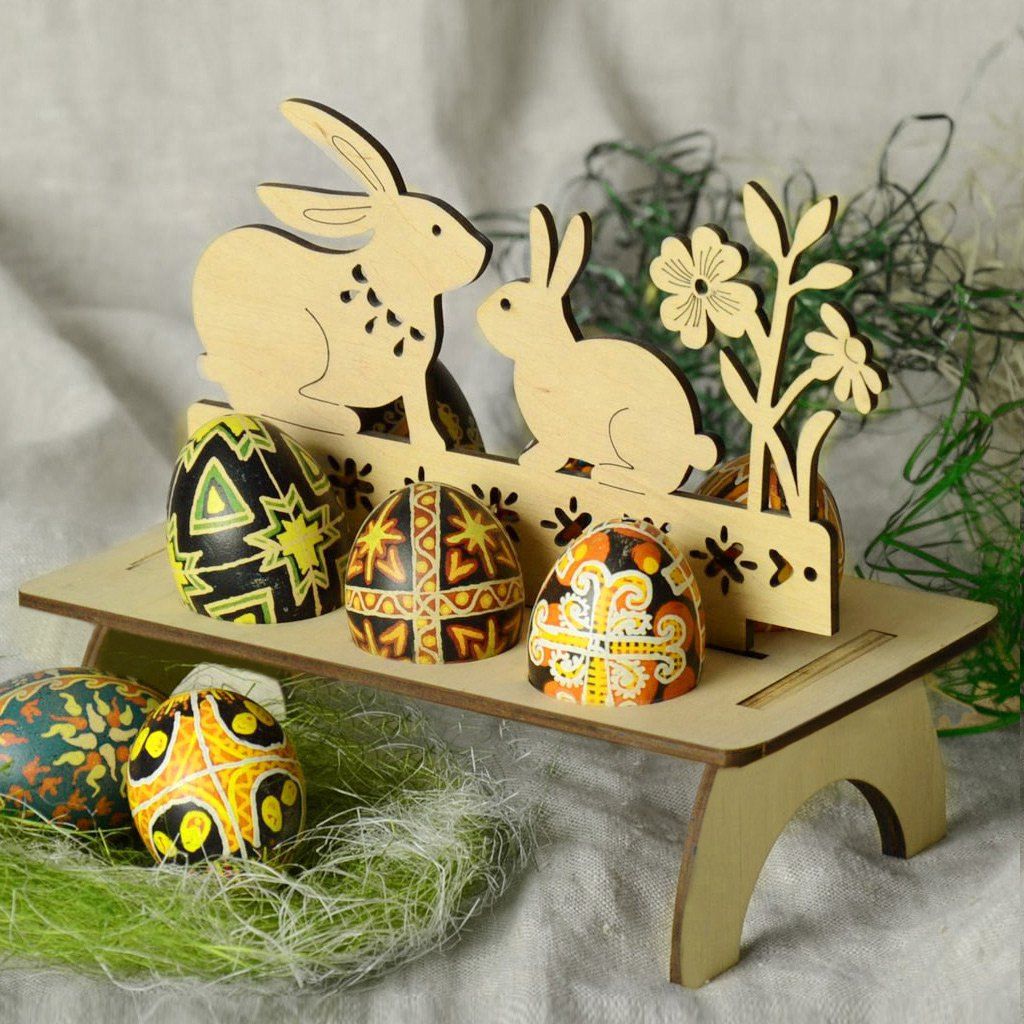 

Bunny Shape Embellished Wooden Easter Egg Holder, Wood