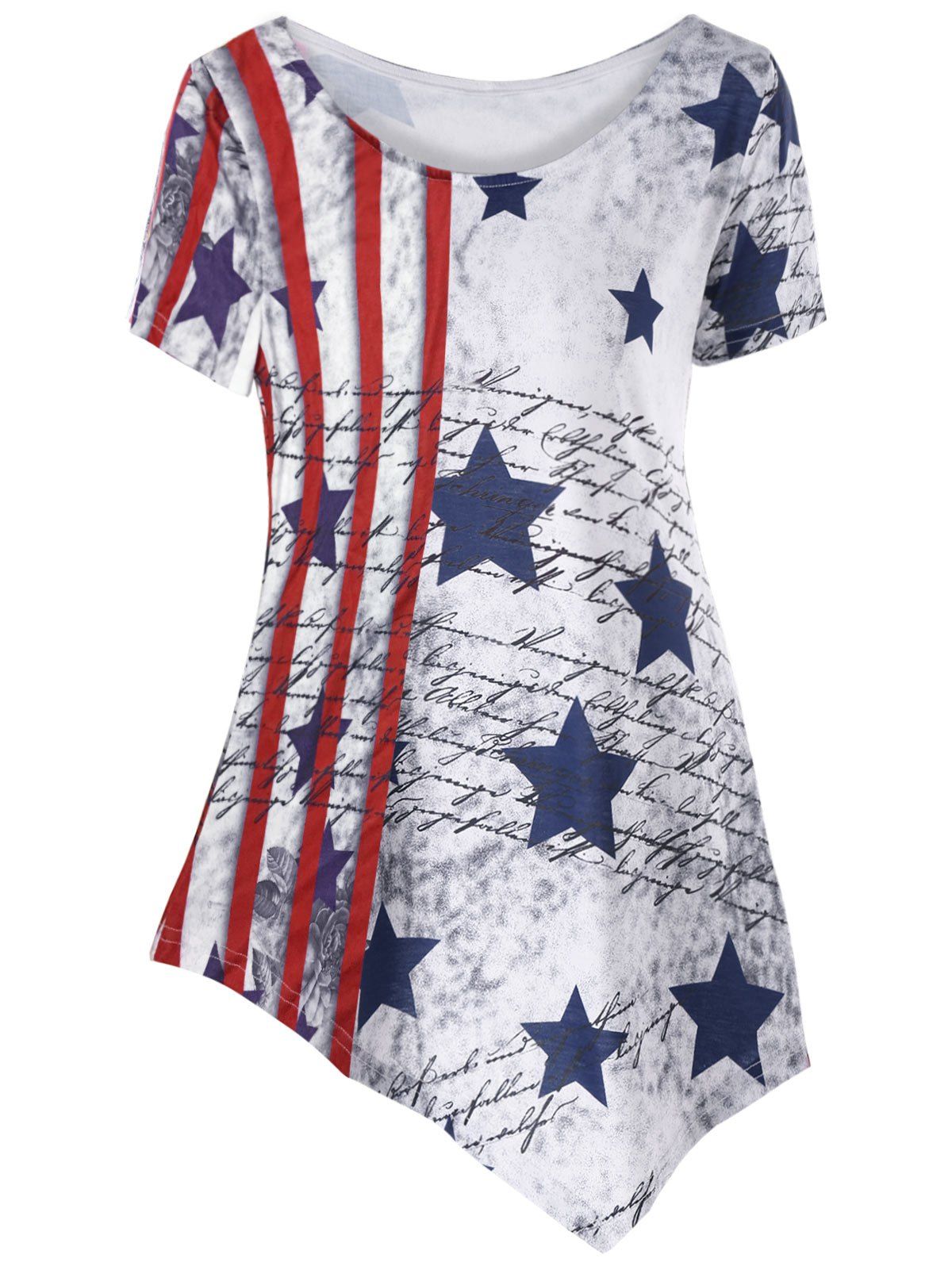

American Flag Asymmetric T-shirt, Colormix