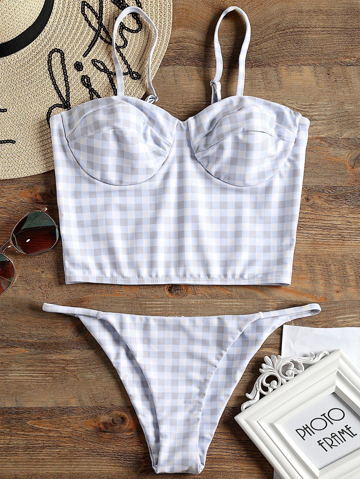 

Plaid Push Up Midkini Swimsuit, Checked