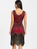 Sequined Fringe Midi Flapper Dress -  