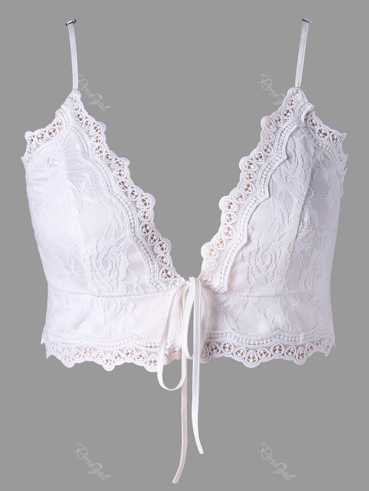 

Plus Size Plunging Lace Camisole, White