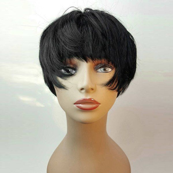 

Short Full Bang Straight Synthetic Wig, Black