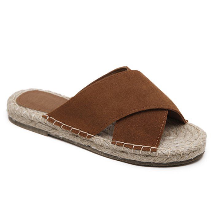 

Outdoor Whipstitch Cross Casual Slippers, Brown