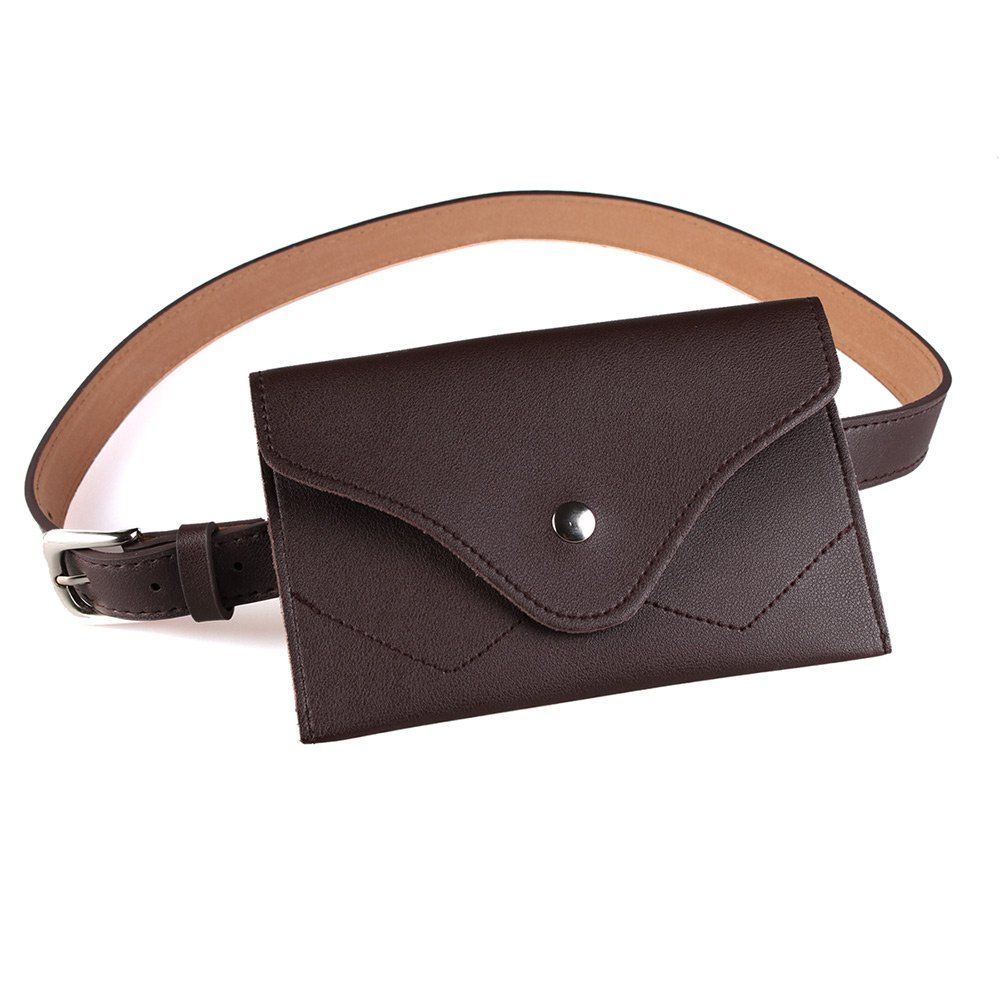 

Removable Fanny Pack Embellished Faux Leather Skinny Belt, Cappuccino