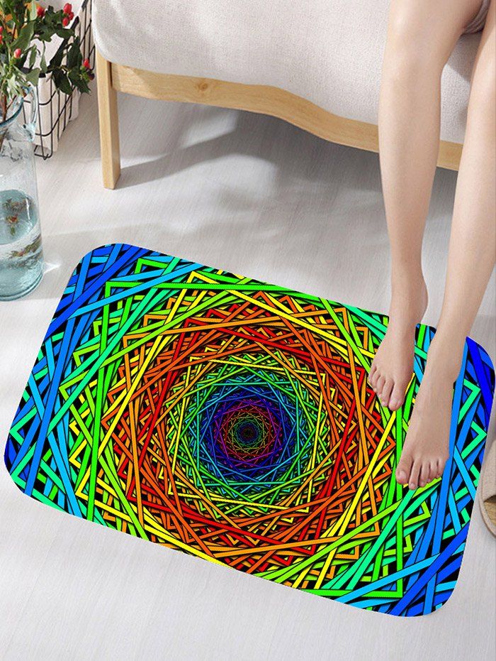 

Abstract Psychedelic Geometric Water Absorption Bath Rug, Colorful geometric