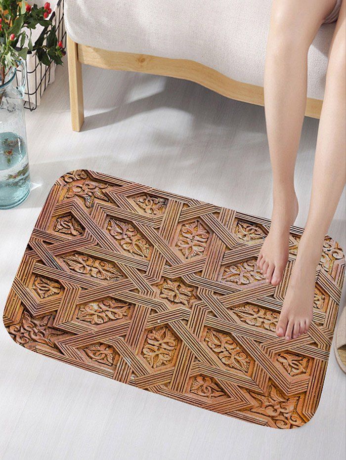 

Carving Wood Pattern Water Absorption Bath Mat, Wood color
