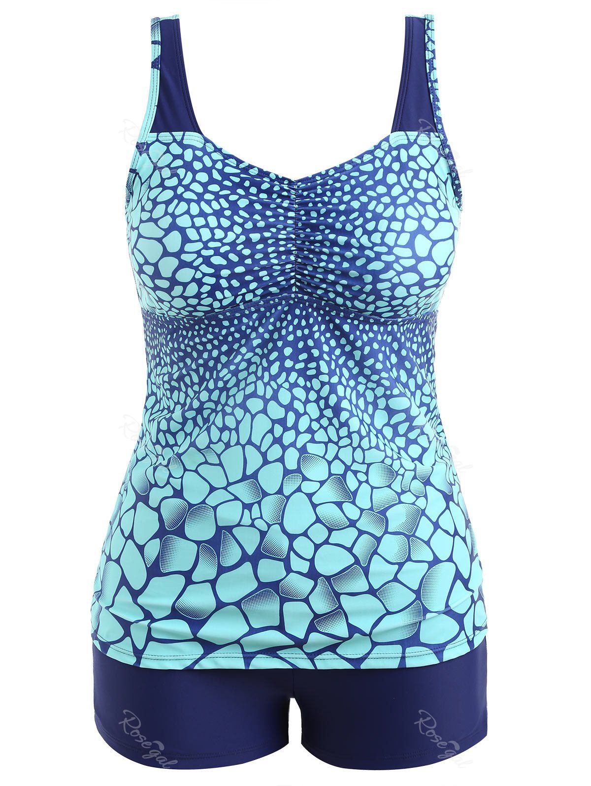 

Plus Size Ombre Ruched Tankini Set, Colormix