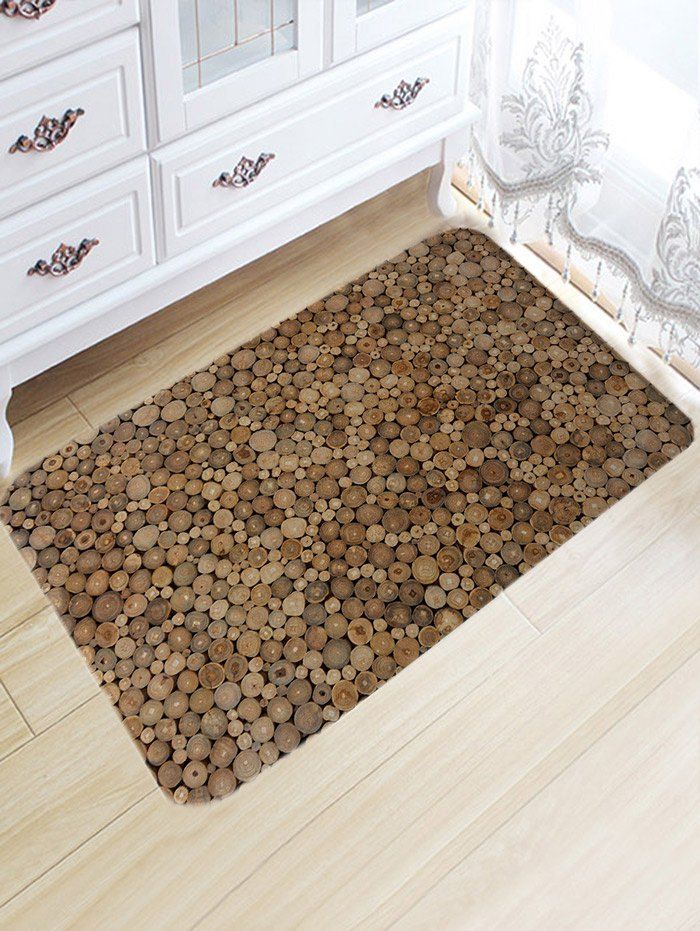 

Wood Print Flannel Water Absorption Area Rug