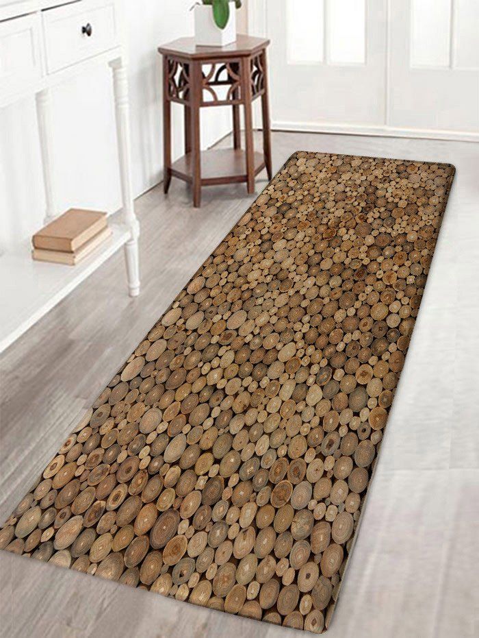 

Wood Print Flannel Water Absorption Area Rug