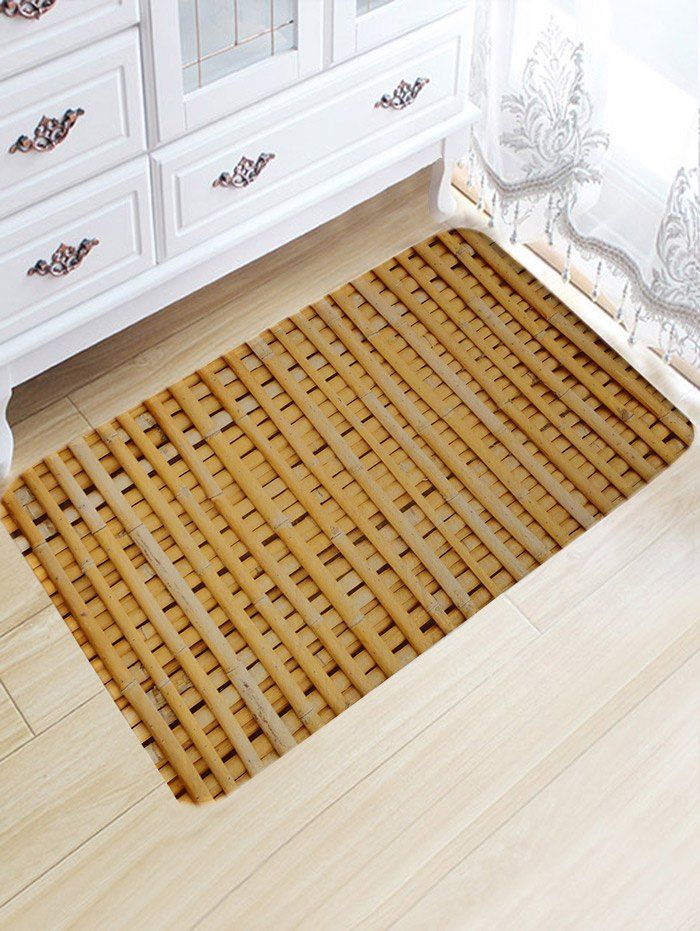 

Bamboo Poles Pattern Water Absorption Area Rug, Wood color