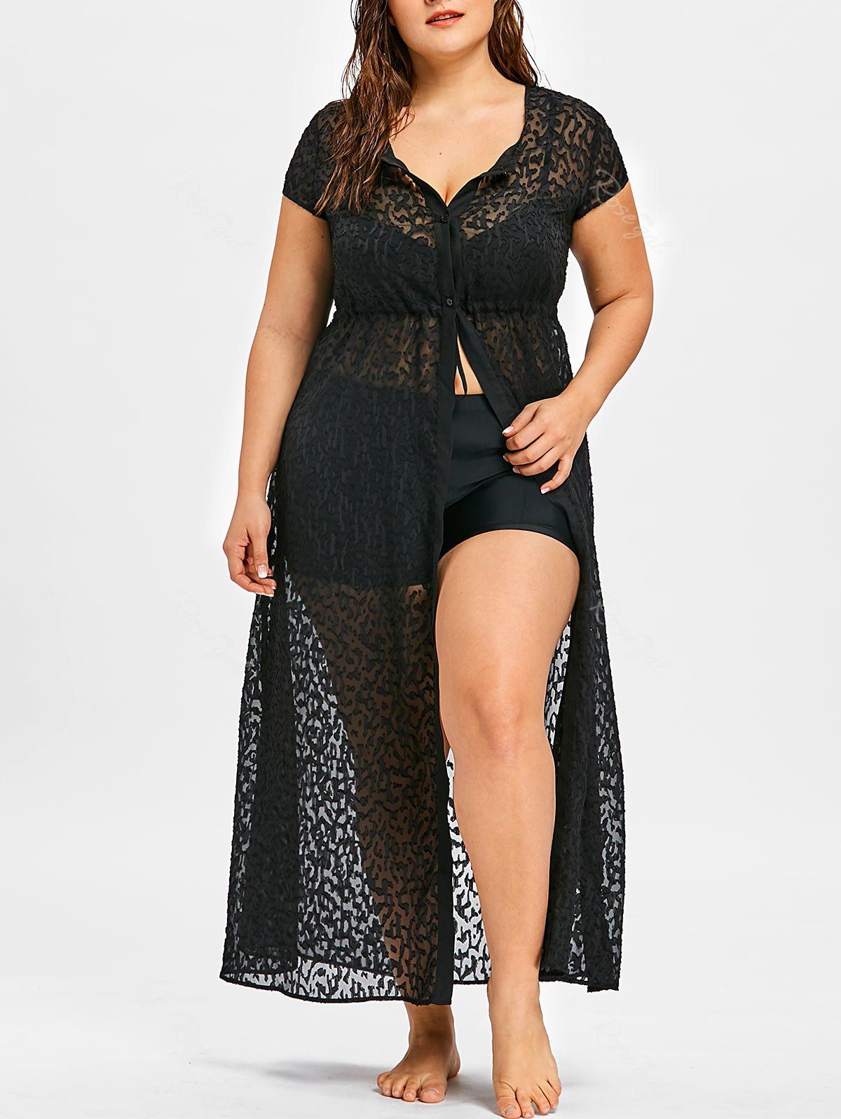 plus size see thru dress