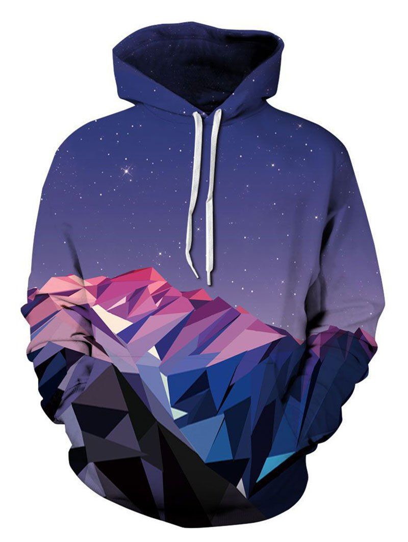 

3D Starry Sky Print Hoodie, Colormix