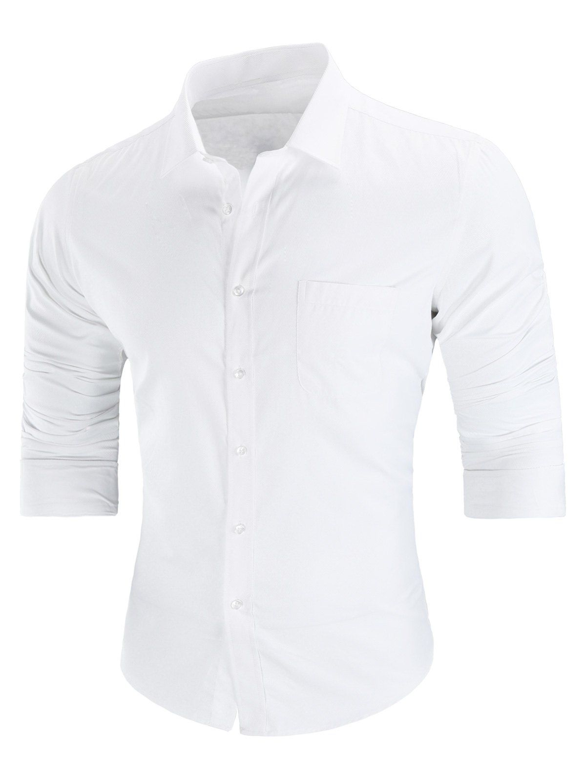 

Chest Pocket Casual Long Sleeve Shirt, White