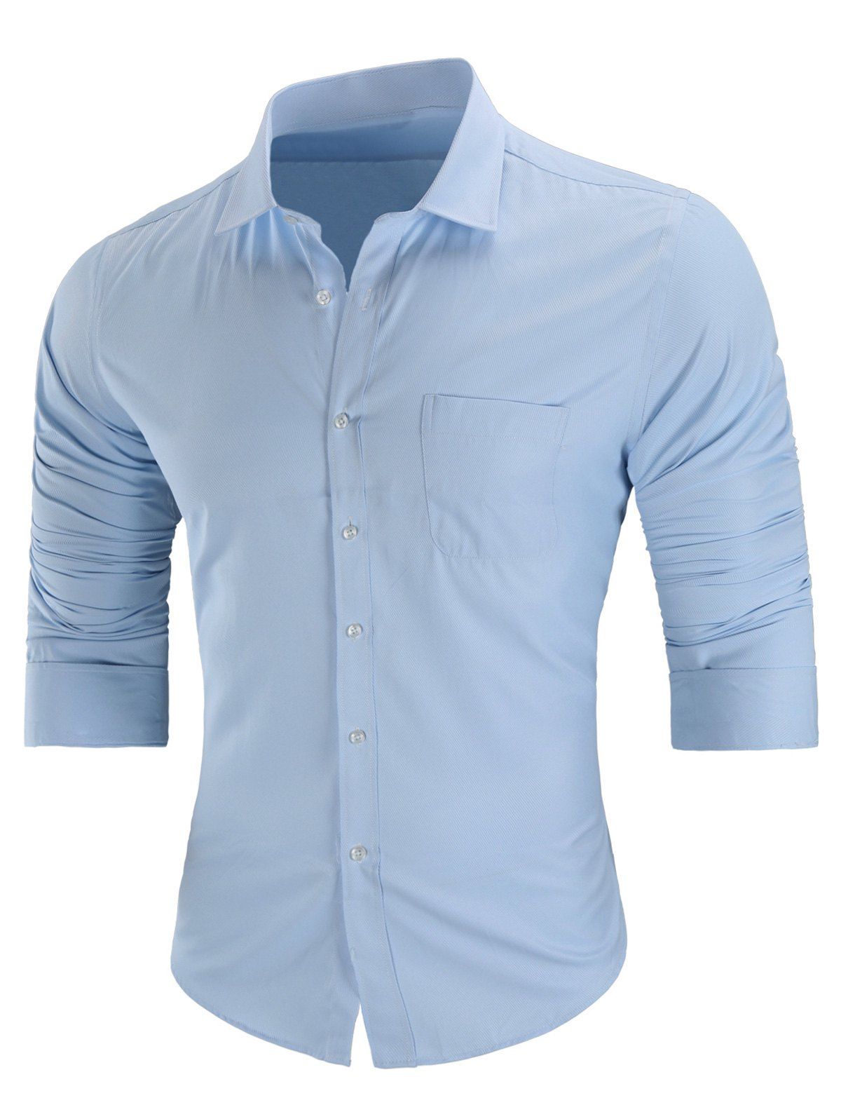 

Chest Pocket Casual Long Sleeve Shirt, Light blue