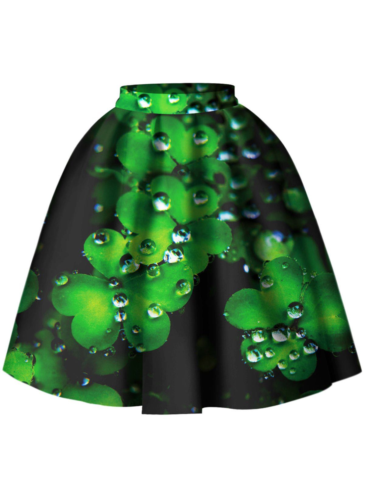 

Leaf Pattern A Line Skirt, Green