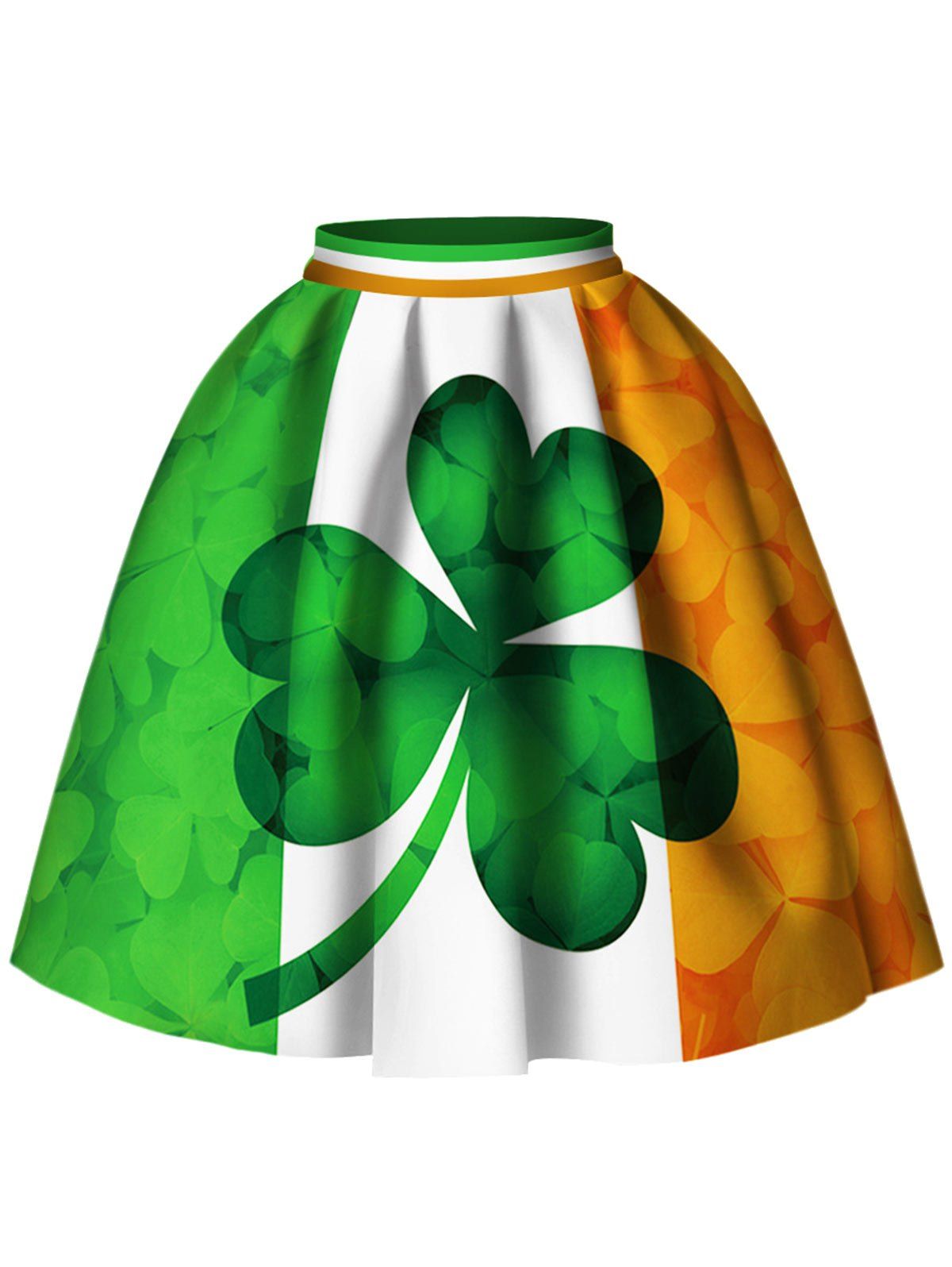 

Leaf Print A Line Skirt, Green