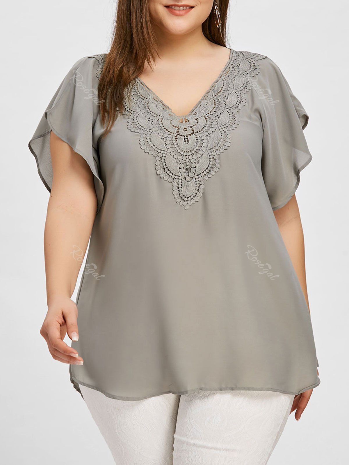 [48% OFF] Plus Size Crochet High Low Blouse | Rosegal