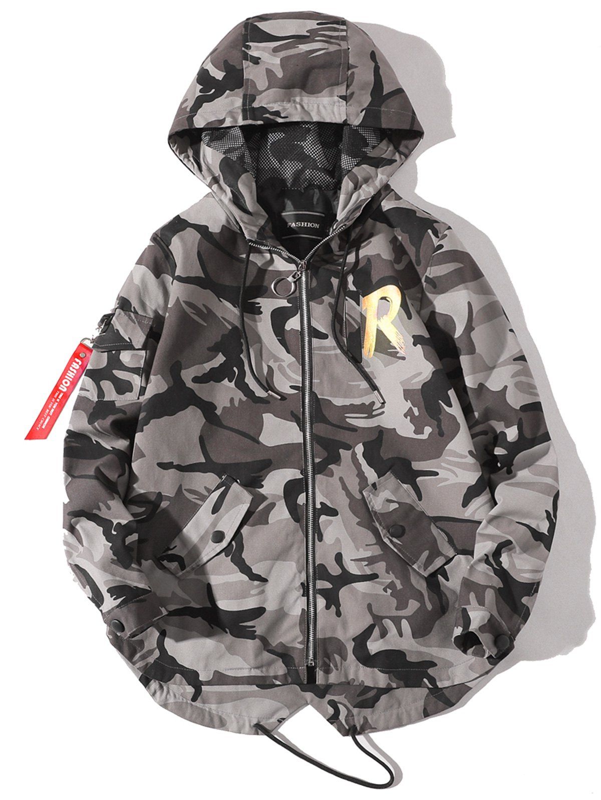 Unique Fishtail Back Graphic Camo Jacket  