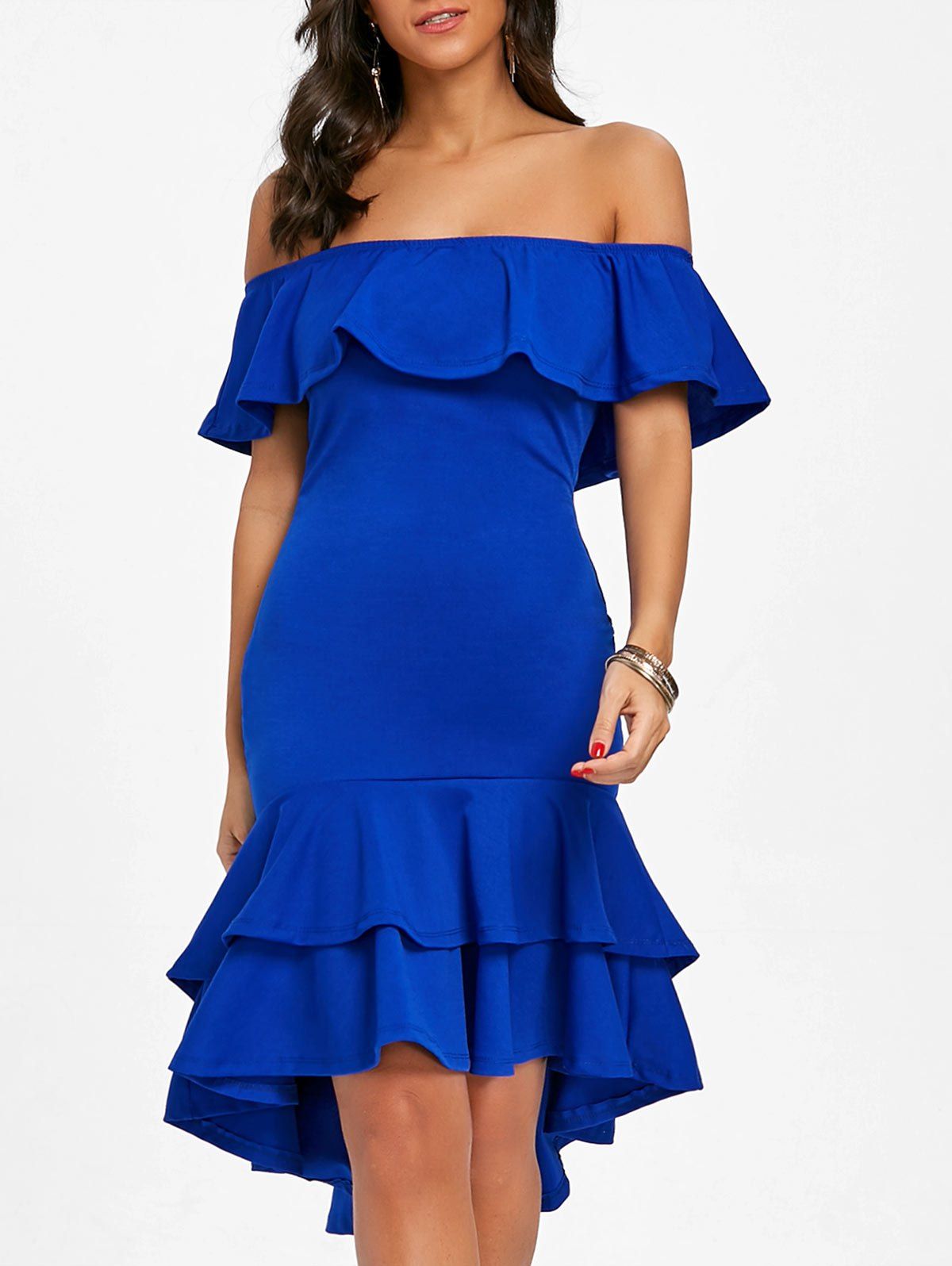 thumbnail image 2 of Sexy One Shoulder Cocktail Party Pencil Dress - Elegant & Ruffles 2 of 12