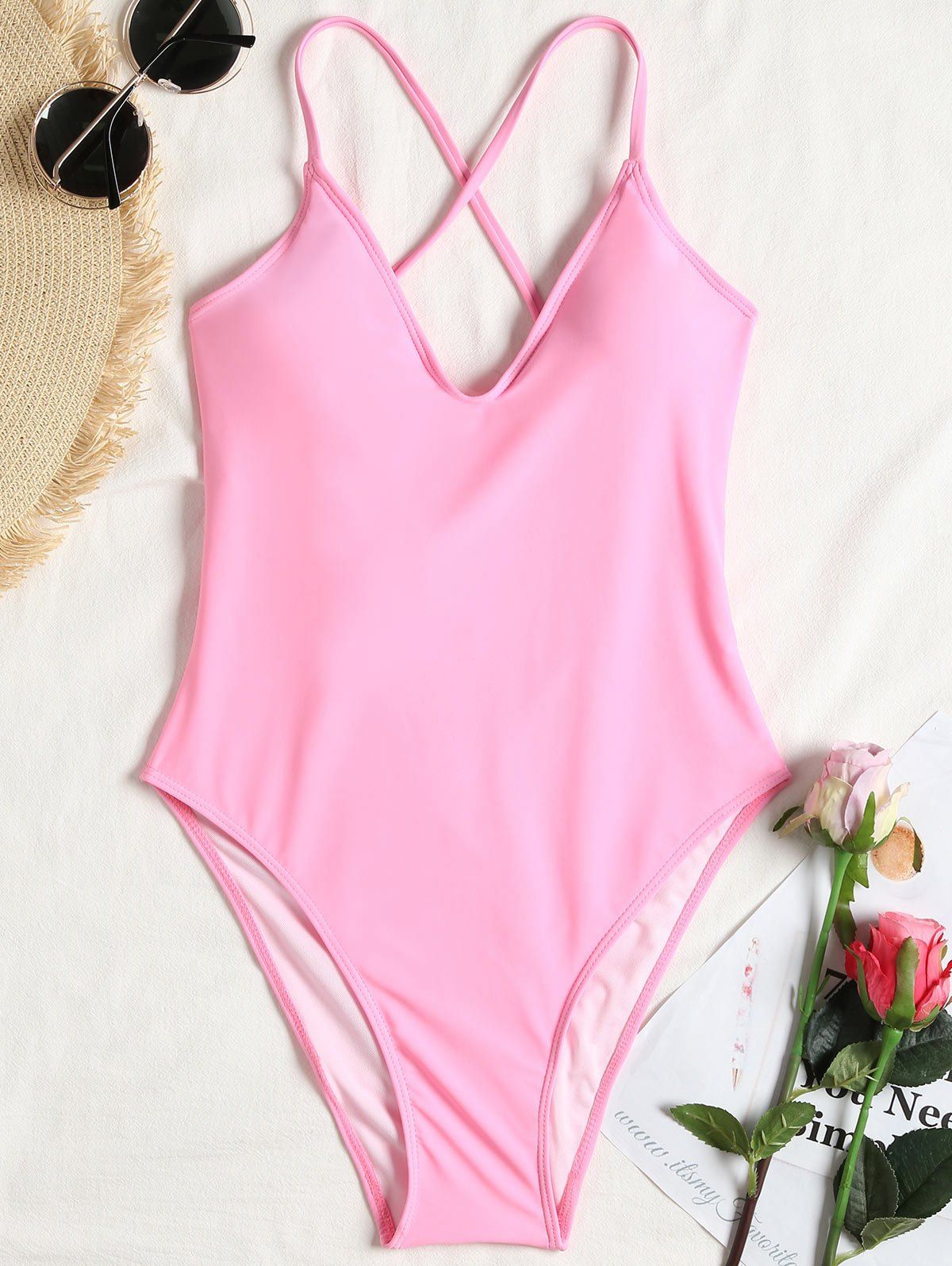 

Criss Cross High Cut Swimsuit, Light pink