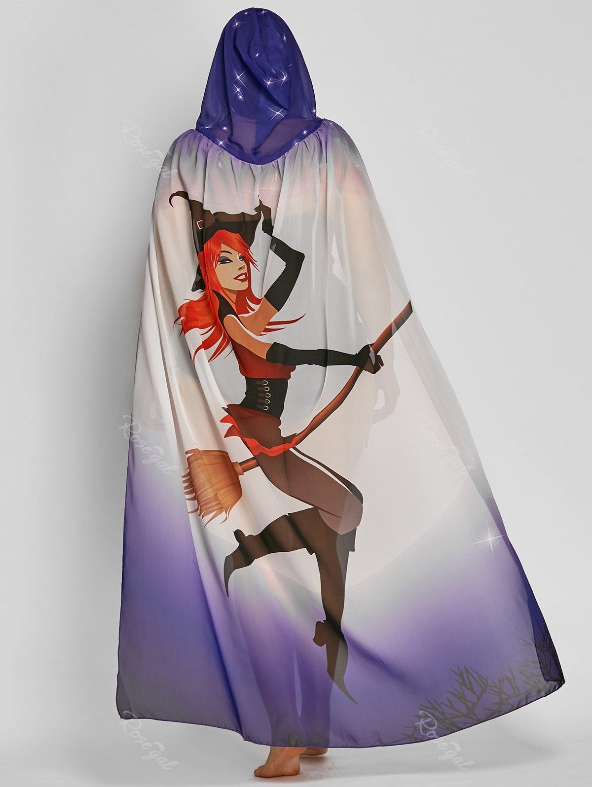 

Plus Size Sheer Witch Print Cover Up, Purple