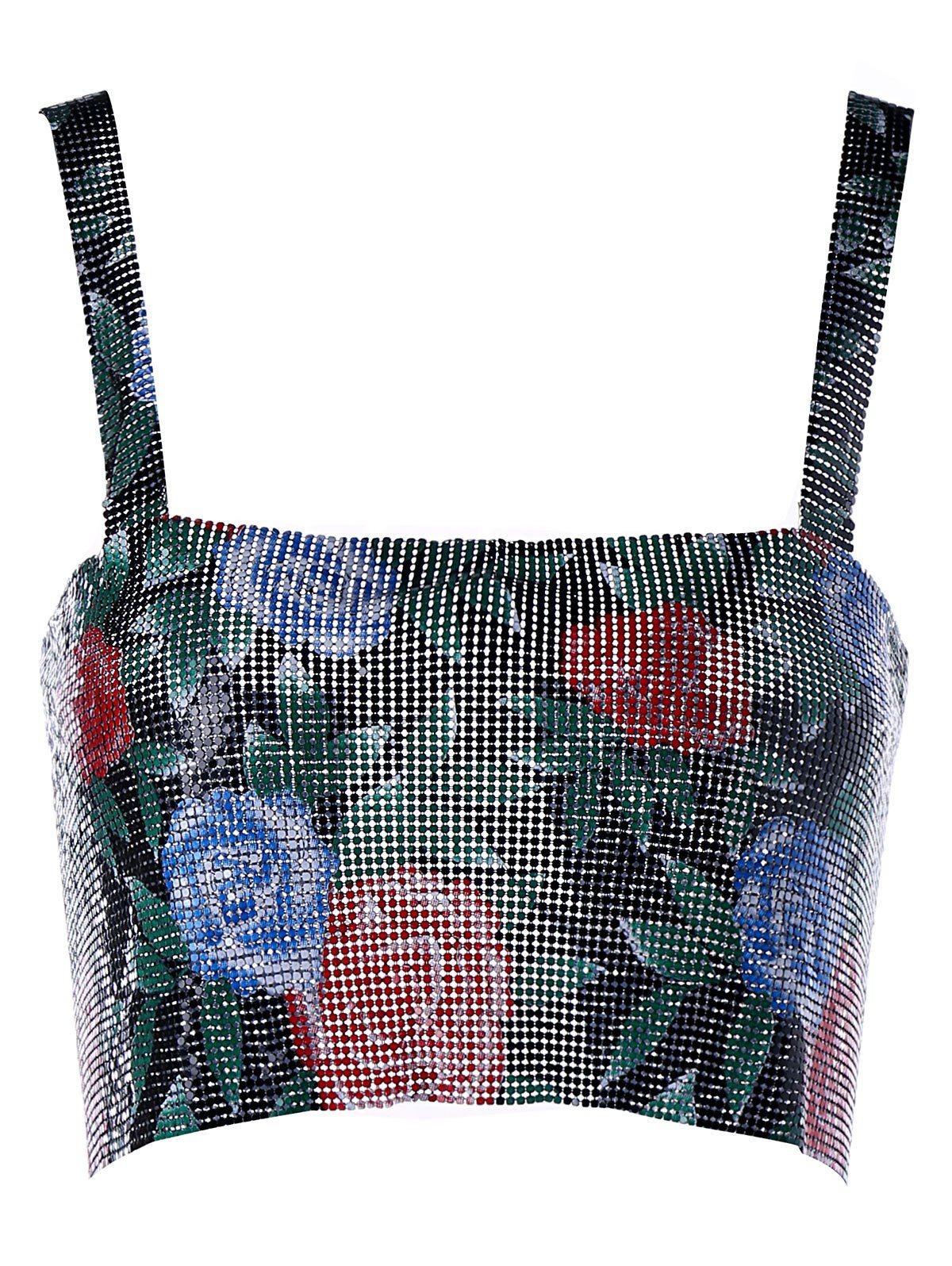 

Floral Metallic Crop Tank Top, Colormix