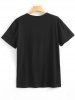 Letter Print Round Neck Flanging T-Shirt -  