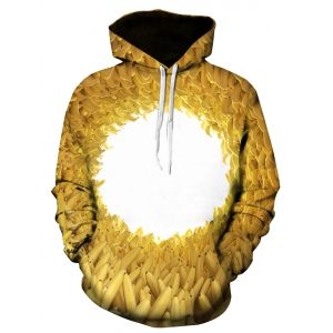 

3D Bananas Circle Pattern Pullover Hoodie, Yellow