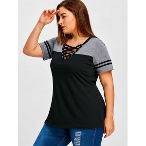 buy plus size cut out cross sleeve t shirt