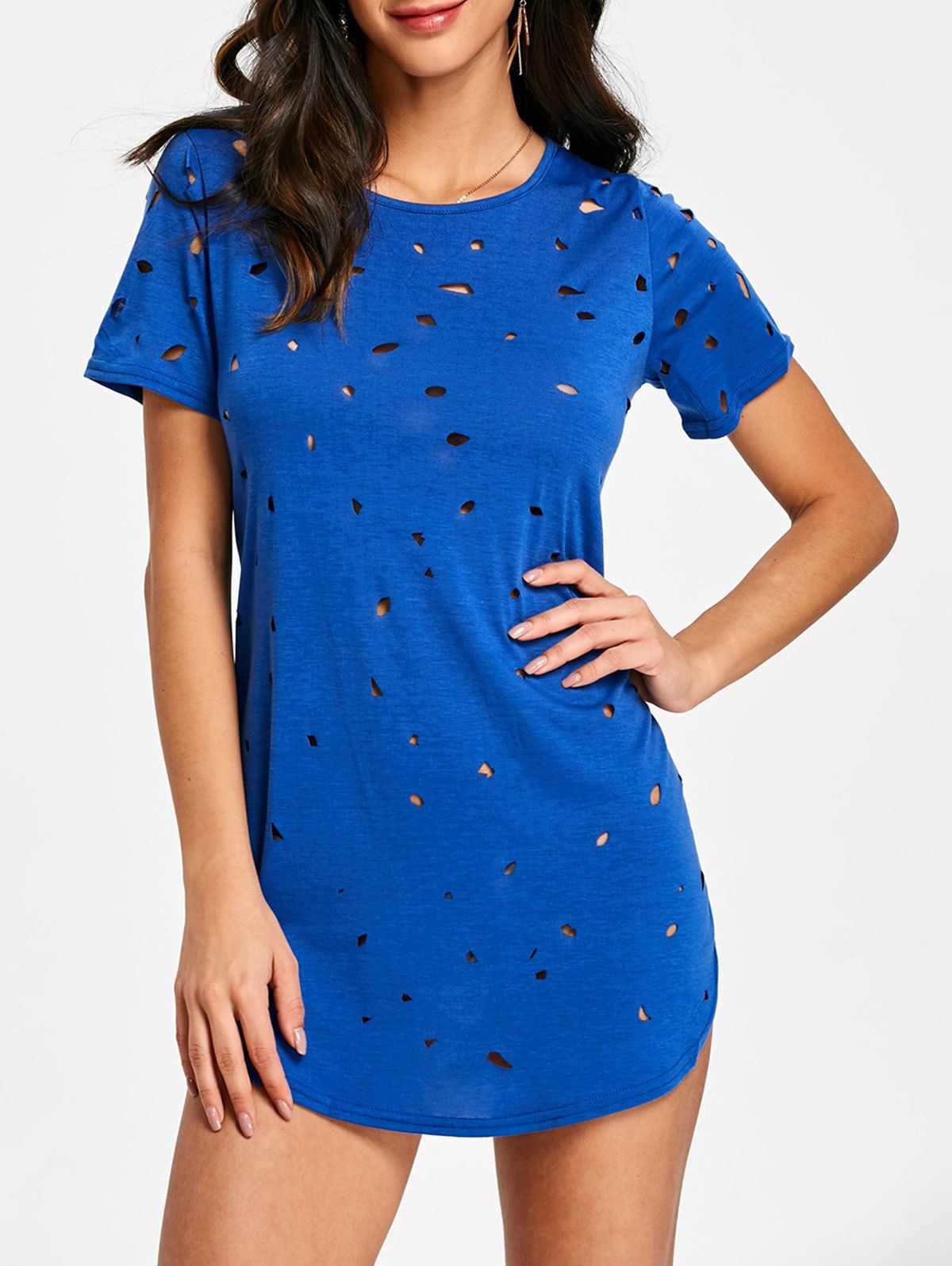 

Broken Hole Short Sleeve T-shirt, Blue
