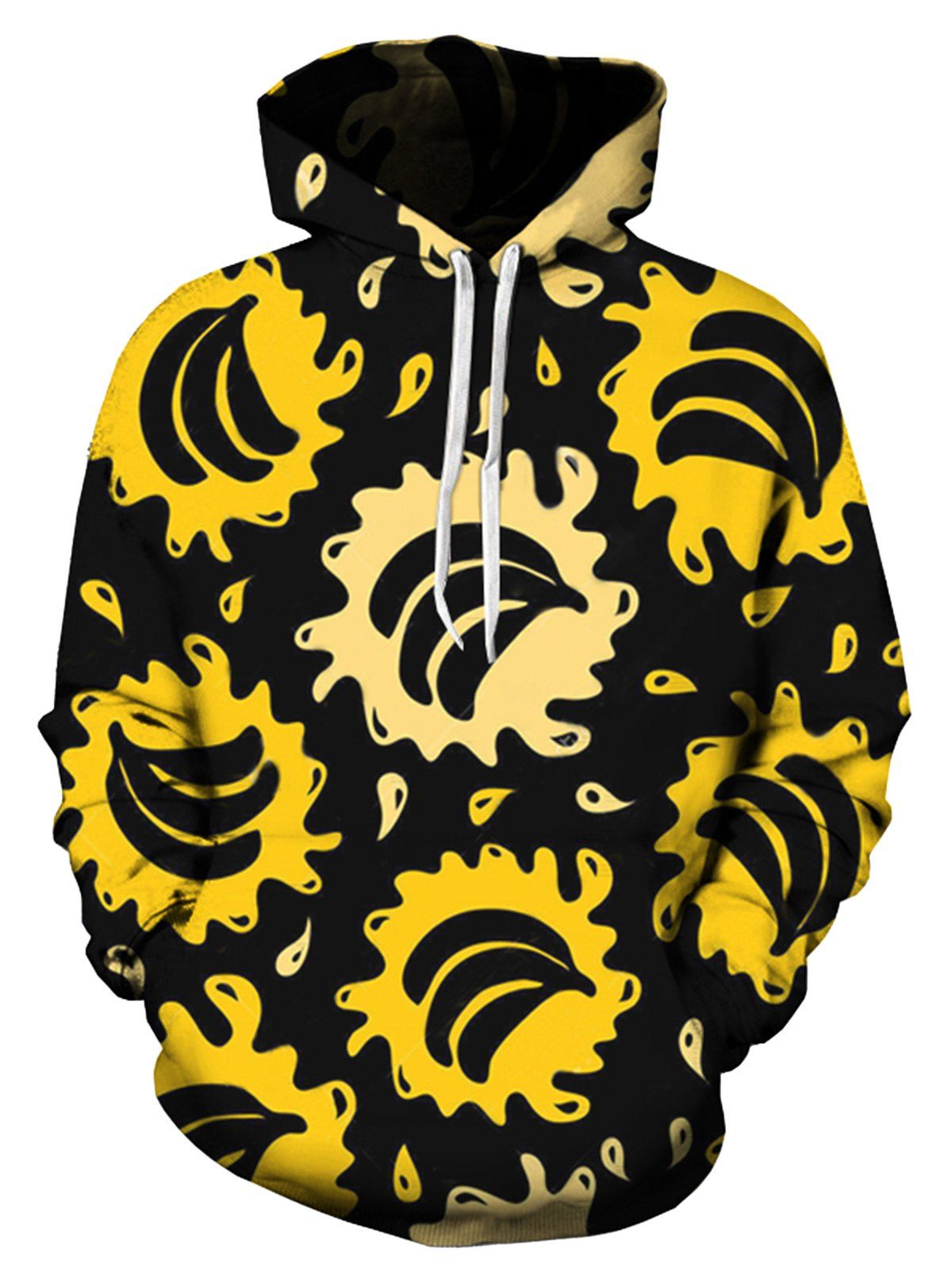 

Pocket Bananas Splatter Printed Hoodie, Colormix