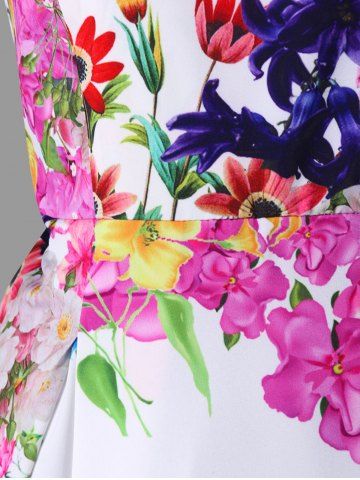 

Plus Size Floral Tea Length Swing Dress, White