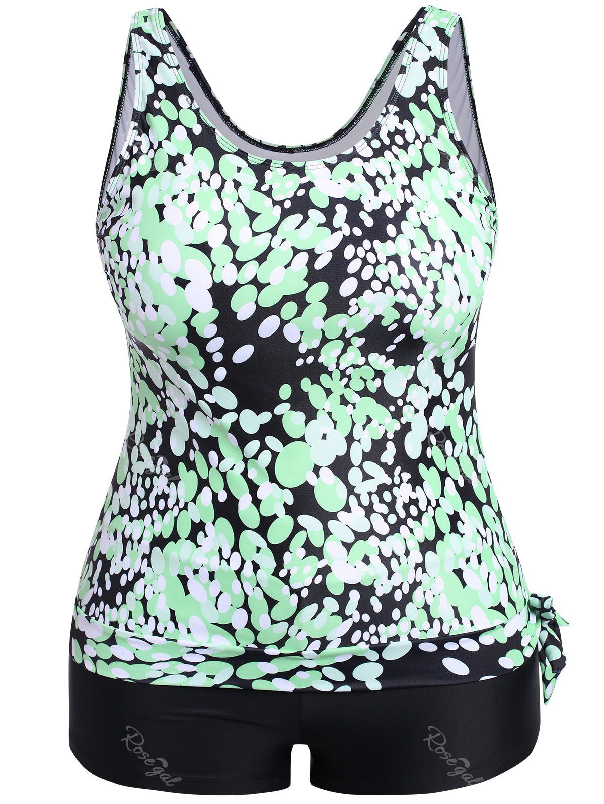 

Ellipse Print Plus Size Tankini, Green