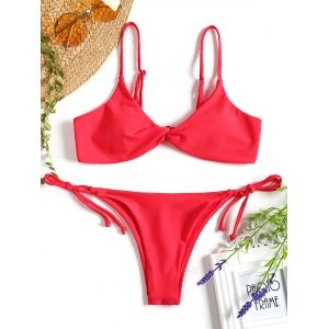 

Twist Front String Bikini Set, Red