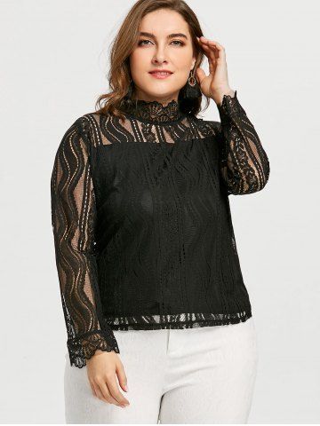 black sheer plus size blouse