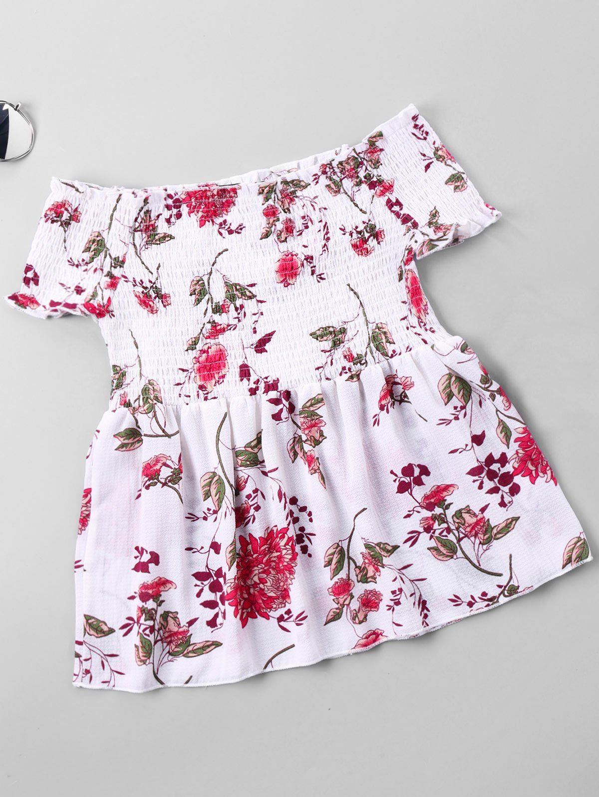 

Floral Print Off Shoulder Blouse, White