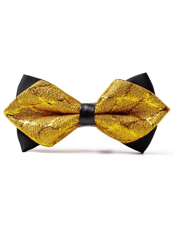 

Vintage Jacquard Weave Pattern Shimmer Bowtie, Golden