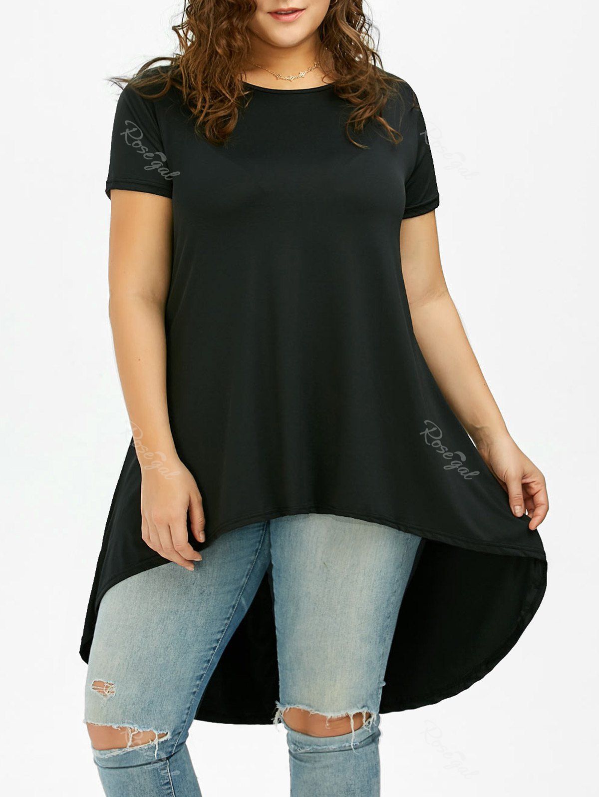 

Long Plus Size High Low T-Shirt, Black