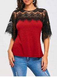 Crochet Lace Panel T-shirt -  