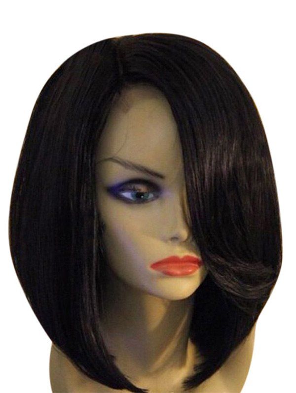 

Medium Side Parting Straight Bob Synthetic Fiber Wig, Black