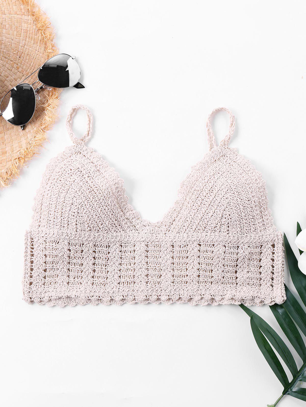 

Knit Crop Cover Up Top, Apricot