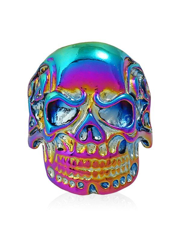 

Retro Plated Skull Metal Biker Ring, Colormix