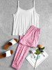 Lace Trim Cami Floral Pajama Set -  