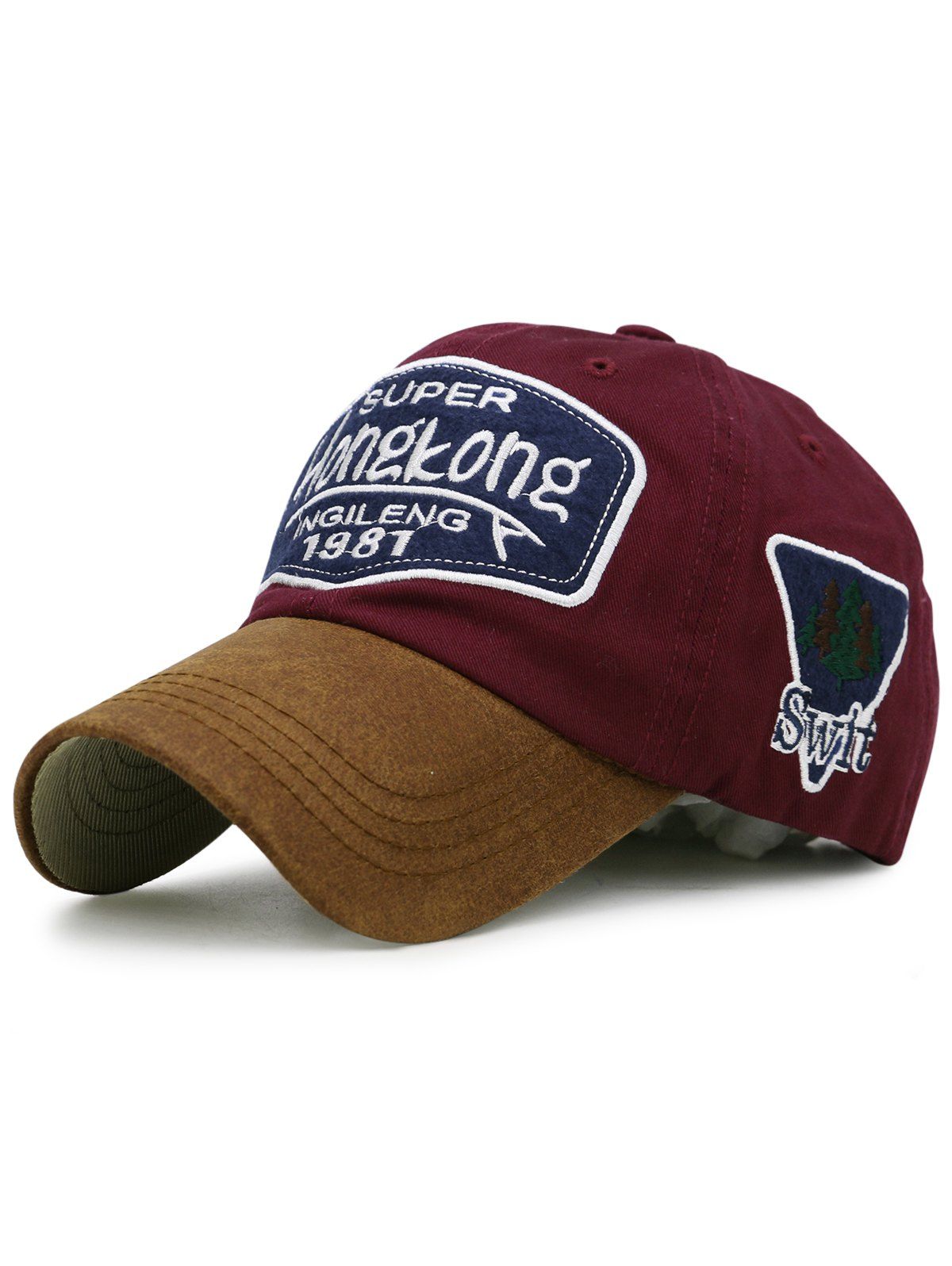 

Statement Letter Embroidery Baseball Cap, Wine red