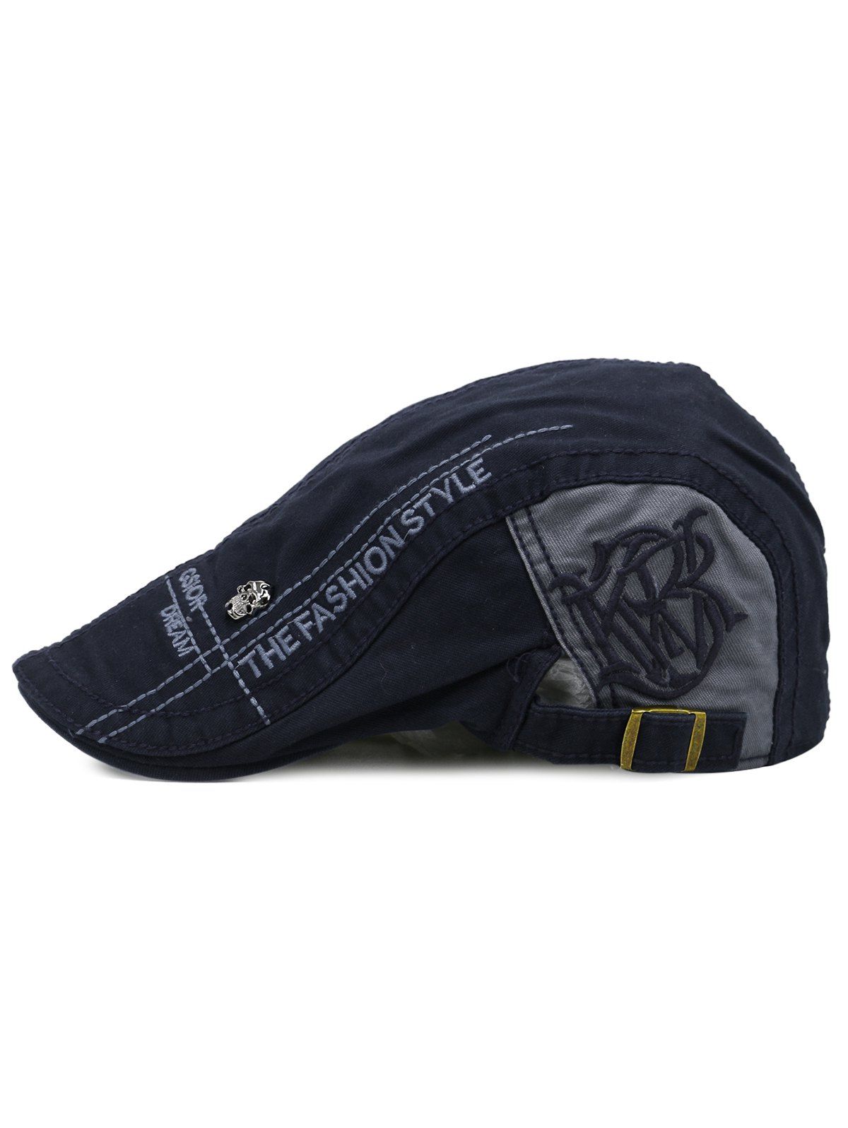 

Unique Skull Rivet Pattern Adjustable Cabbie Hat, Cadetblue