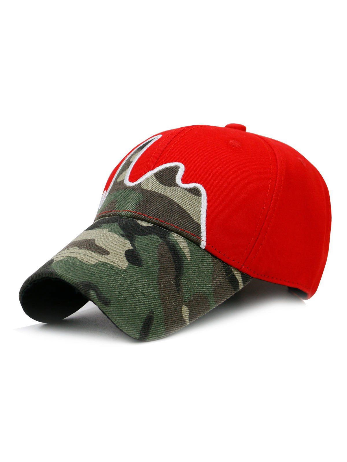 

Unique Line Embroidery Camouflage Baseball Hat, Red