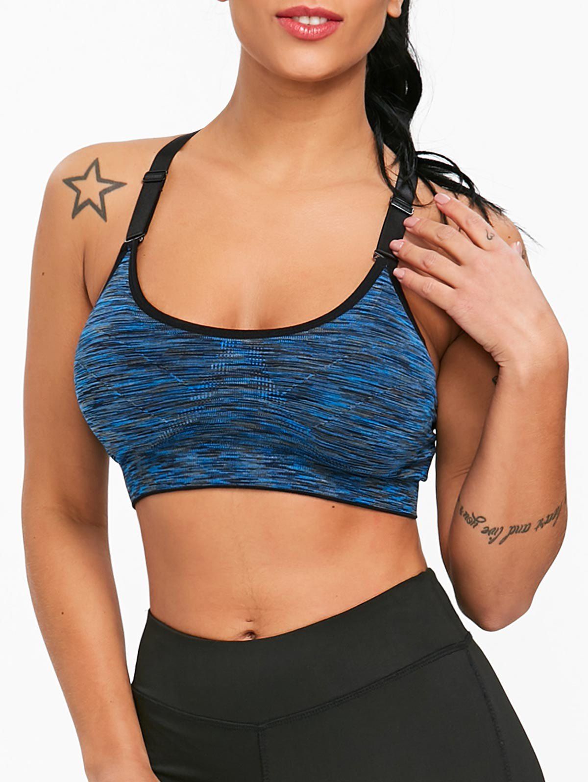 

Cutout Adjustable Racerback Workout Bra, Blue