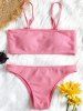 Ensemble Bikini Bandeau Côtelé - Rose  L