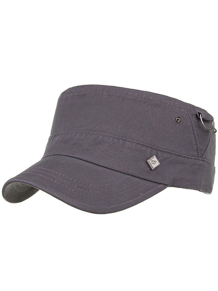 

Simple Metal Ring Pattern Flat Top Hat, Gray